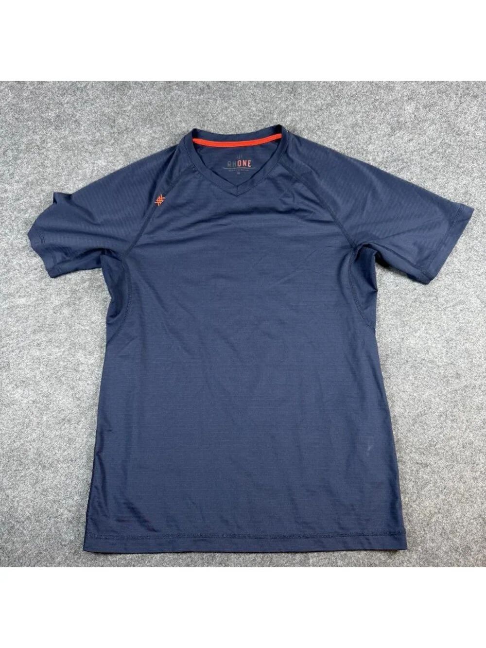 Rhone Shirt Mens Size M Blue V-Neck Short Sleeve Athletic Performance Workout